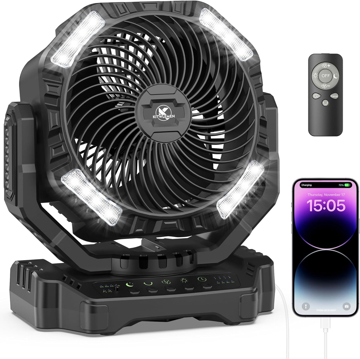 40000mAh Battery Powered Camping Fan for Outdoor Adventures