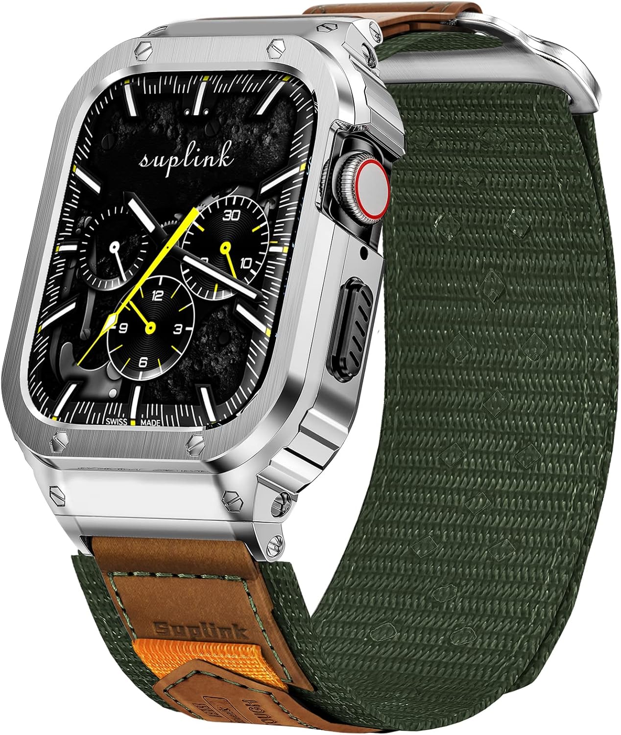 SUPLINK Stainless Steel Case and Nylon Band for Apple Watch