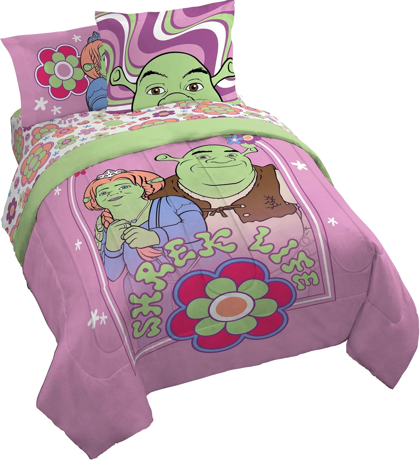 Shrek Queen Size Comforter Set - 7 Piece Floral Bedding