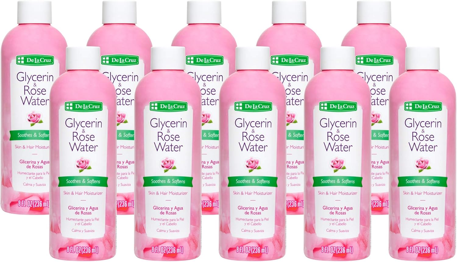 De La Cruz Rose Water and Glycerin for Face - 10 Bottles