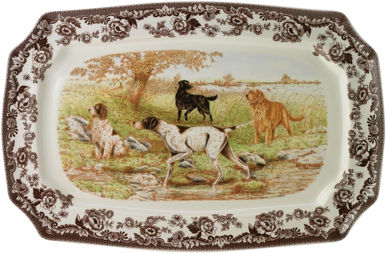 Spode Woodland Hunting Dogs 17.5in Platter for Holiday Serving
