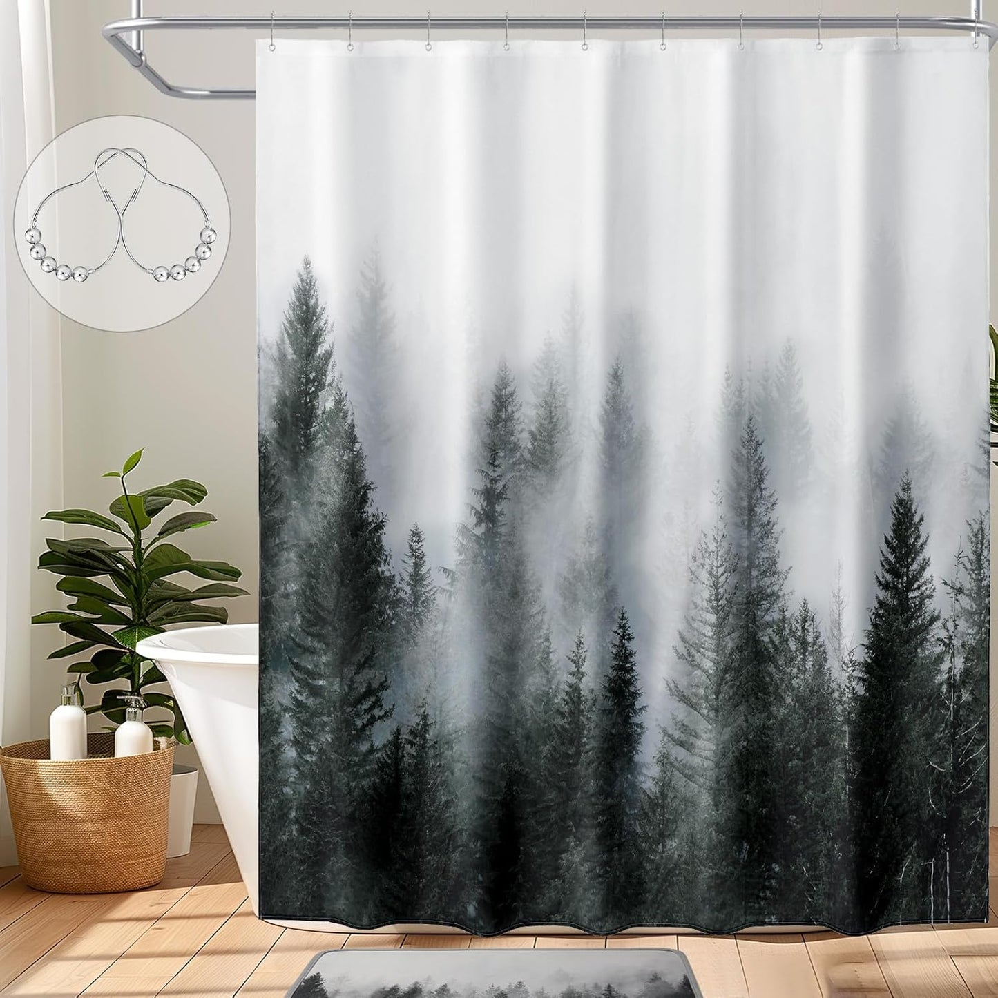ORTIGIA Misty Forest Shower Curtain - Nature Magic