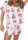Funny Graphic Pajamas for Women Set Short Sleeve Top and Shorts - Soft