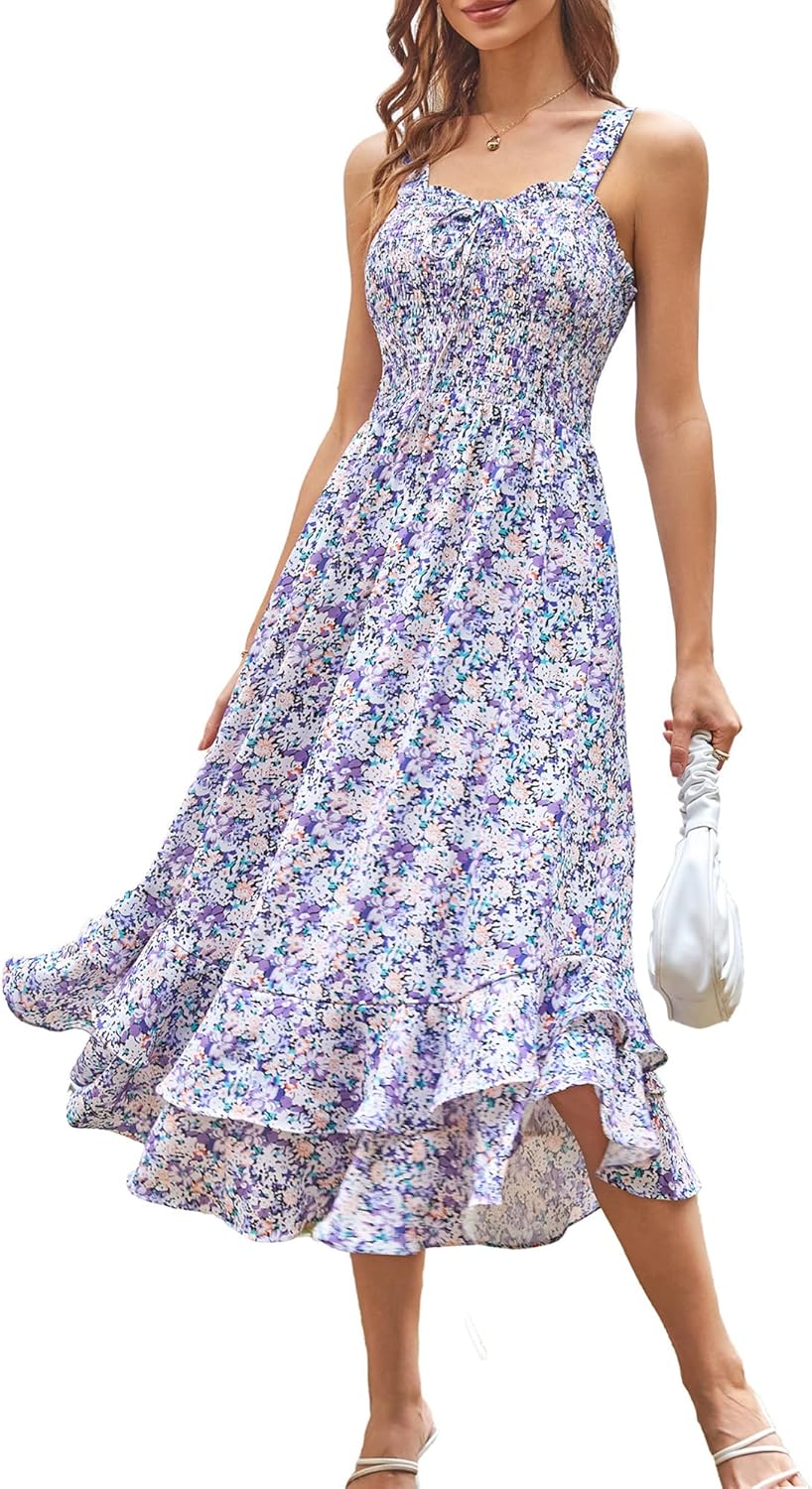 Floral Boho Dress for Women - Summer Maxi Sundress Style