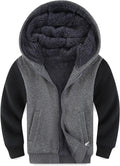 Kids Boys Sherpa Fleece Lined Jacket Hoodie Zip Up - Cozy Warm Layer