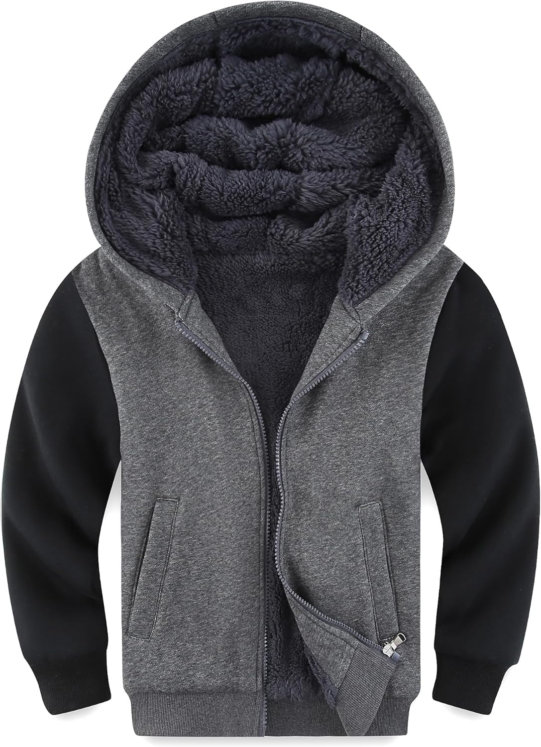 Kids Boys Sherpa Fleece Lined Hoodie for Warmth and Style
