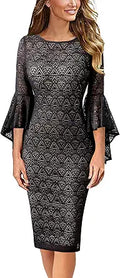 VFSHOW Womens Bell Sleeve Bodycon Pencil Sheath Dress - Elegant