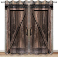 Rustic Wooden Barn Door Blackout Curtains - Room Darkening Drapes