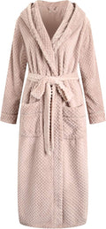 Richie House Women's Plush Soft Warm Fleece Bathrobe Robe - Cozy waist