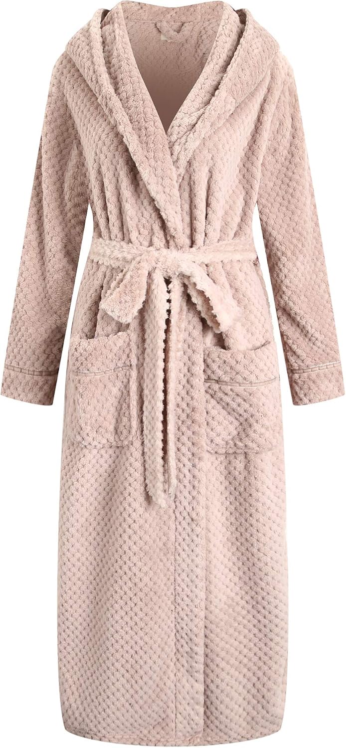 Richie House Women's Plush Soft Warm Fleece Bathrobe Robe RH1591