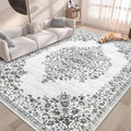 Area Rug 5x7 Vintage Rug - Washable Low Pile Distressed Accent Rug
