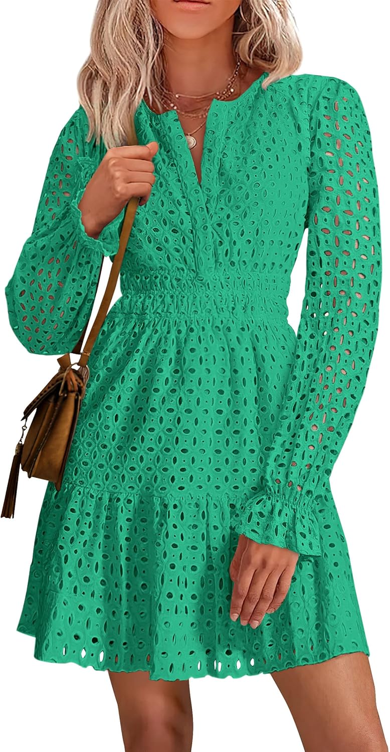 PRETTYGARDEN Women's Long Sleeve Mini Dress for Elegant Occasions