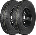 ST205/75R15 Radial Trailer Tire with 15ft Black Wheel - 2 Pack