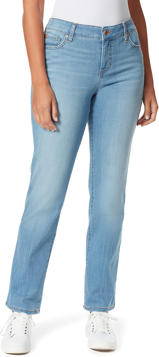 Bandolino Womens Mandie High Rise Straight Leg Jean Plus Size