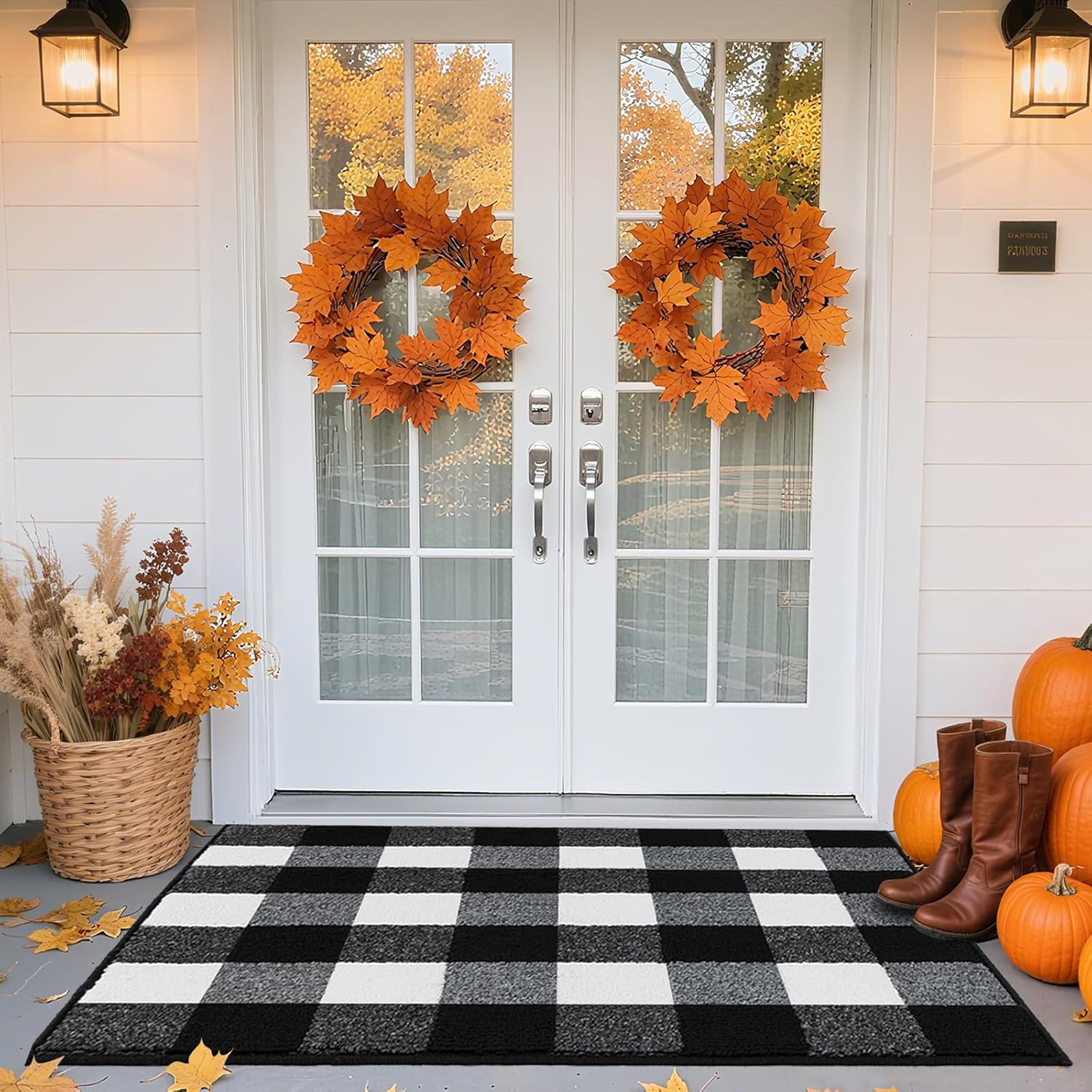 Buffalo Plaid Outdoor Rug for Stylish Entryways and Porches