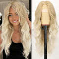 Light Blonde to Platinum Blonde Long Wavy Lace Wig - 26in Natural