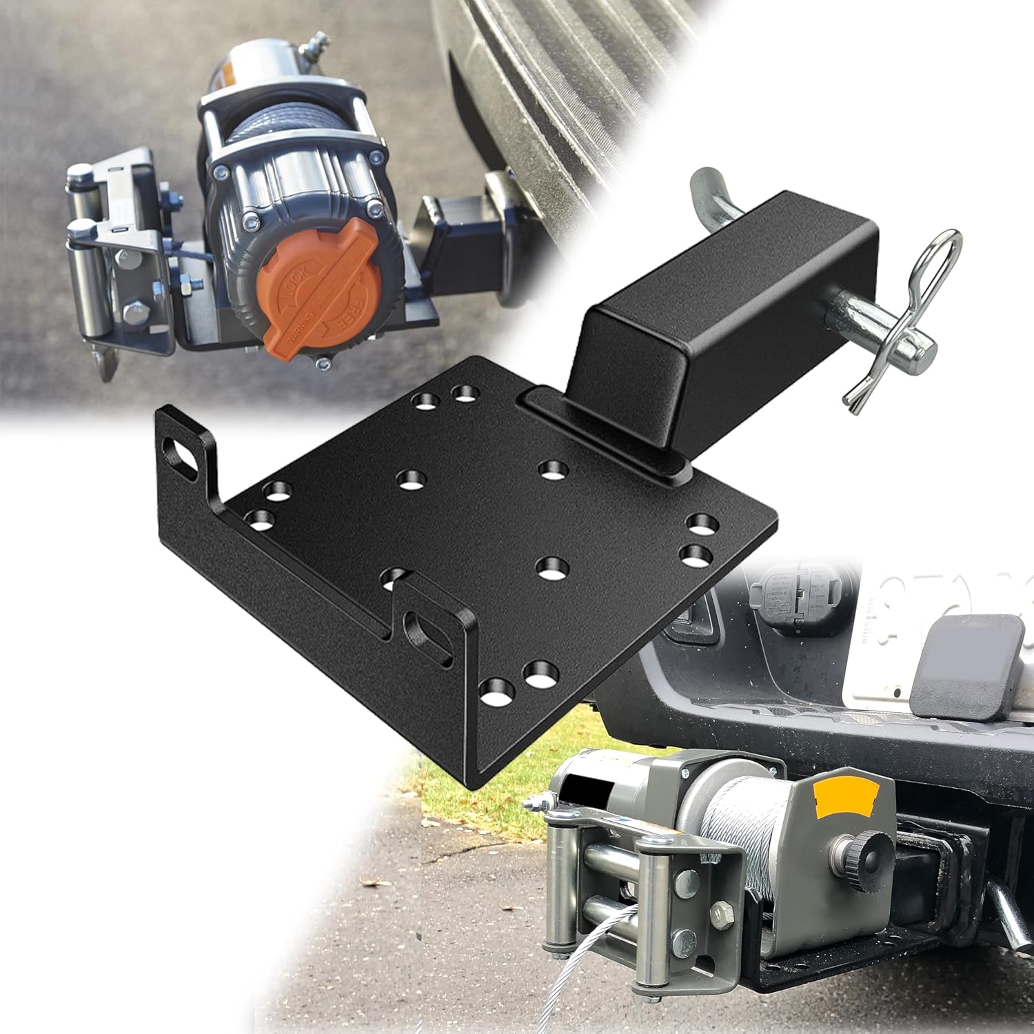 Universal Trailer Hitch Winch Mounting Plate for ATVs and UTVs