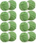 Avocado Green Chunky Chenille Yarn for Crocheting - Super Bulky Pack