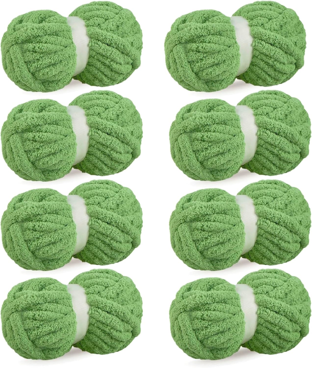Avocado Green Chunky Chenille Yarn for Knitting and Crocheting