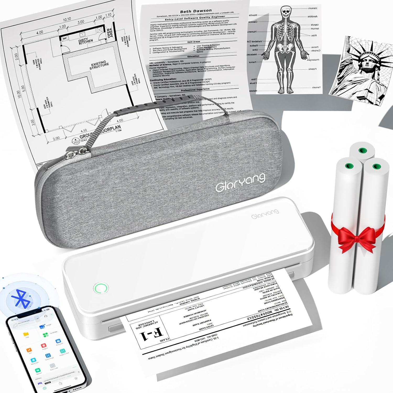 Inkless Portable Printer for Travel - Wireless Thermal Printer