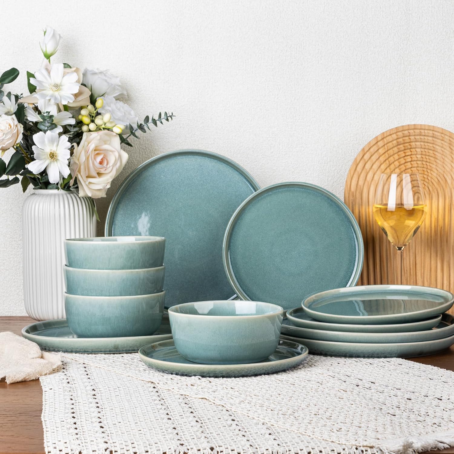 GBHOME Ceramic Dinnerware Set for 4, 12 Pieces Stoneware