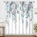 Blue Grey Eucalyptus Floral Window Curtains 52Wx84H - Light Filtering
