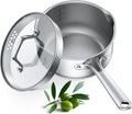 Stainless Steel Saucepan 2.5 Quart with Glass Strainer Lid - Even Heat