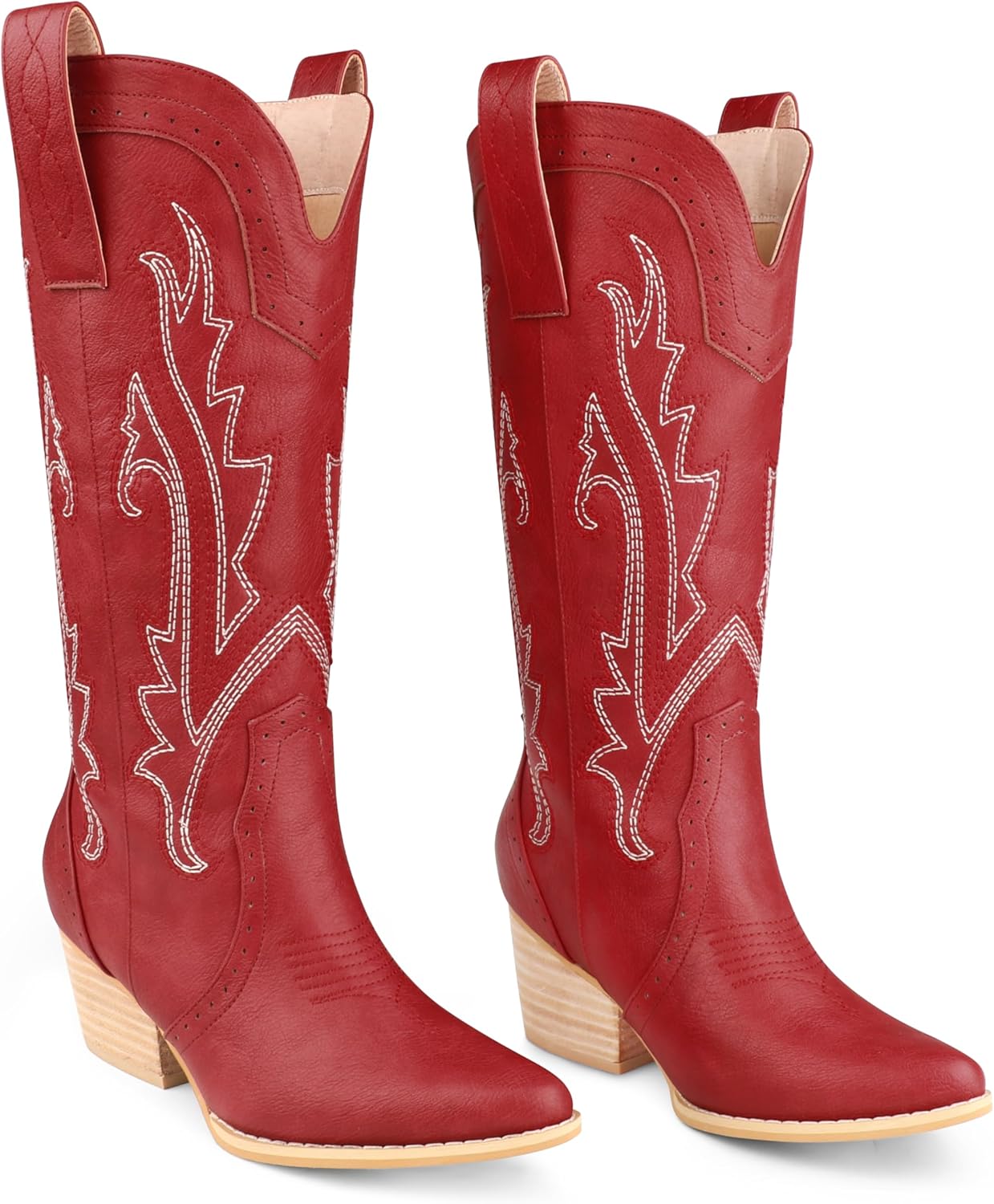 Zzheels Women Mid-calf Cowboy Boots with Chunky Heels Style