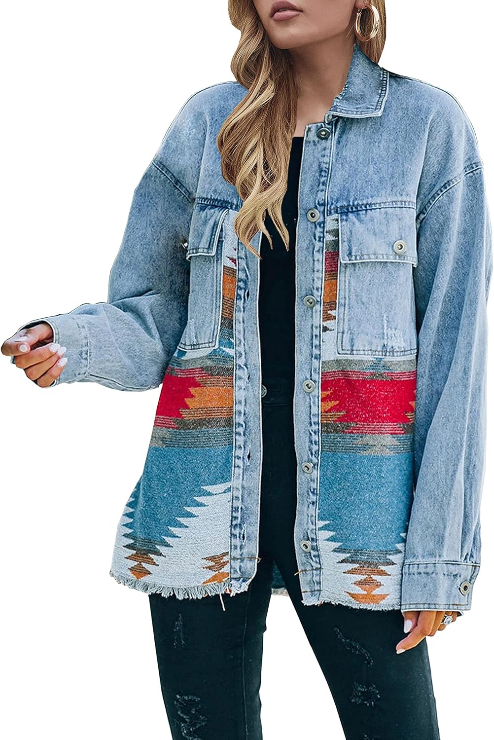 Stylish Lumister Women's Aztec Denim Jacket for Every Occasion