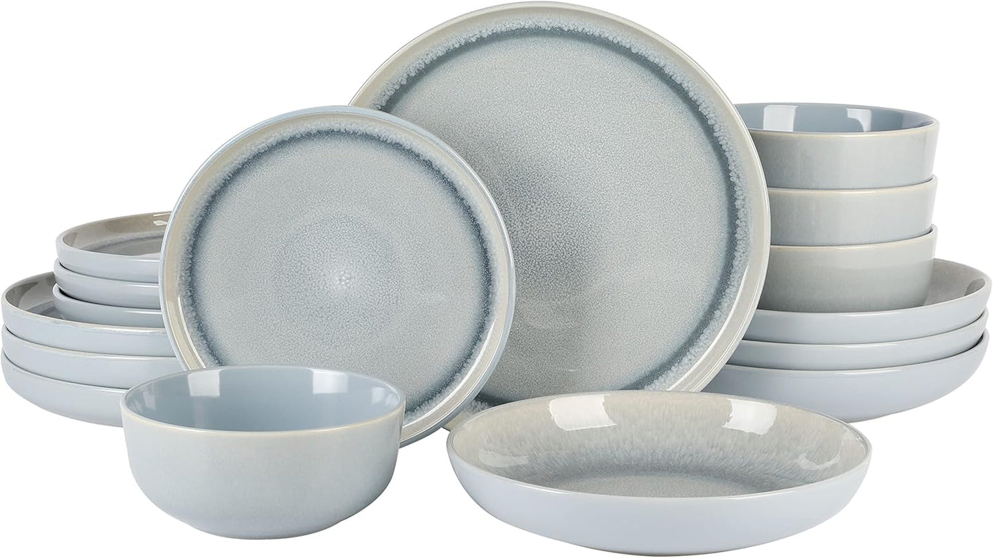 Gibson Elite Juno Moon 16-Piece Reactive Blue Dinnerware Set