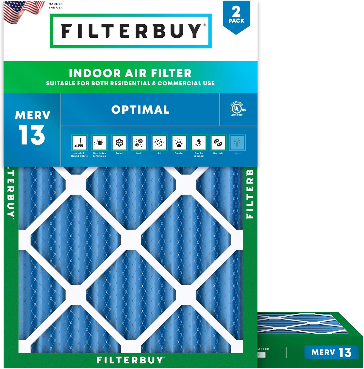 Filterbuy 24x28x2 Air Filter MERV 13 for Smoke & Allergy Defense