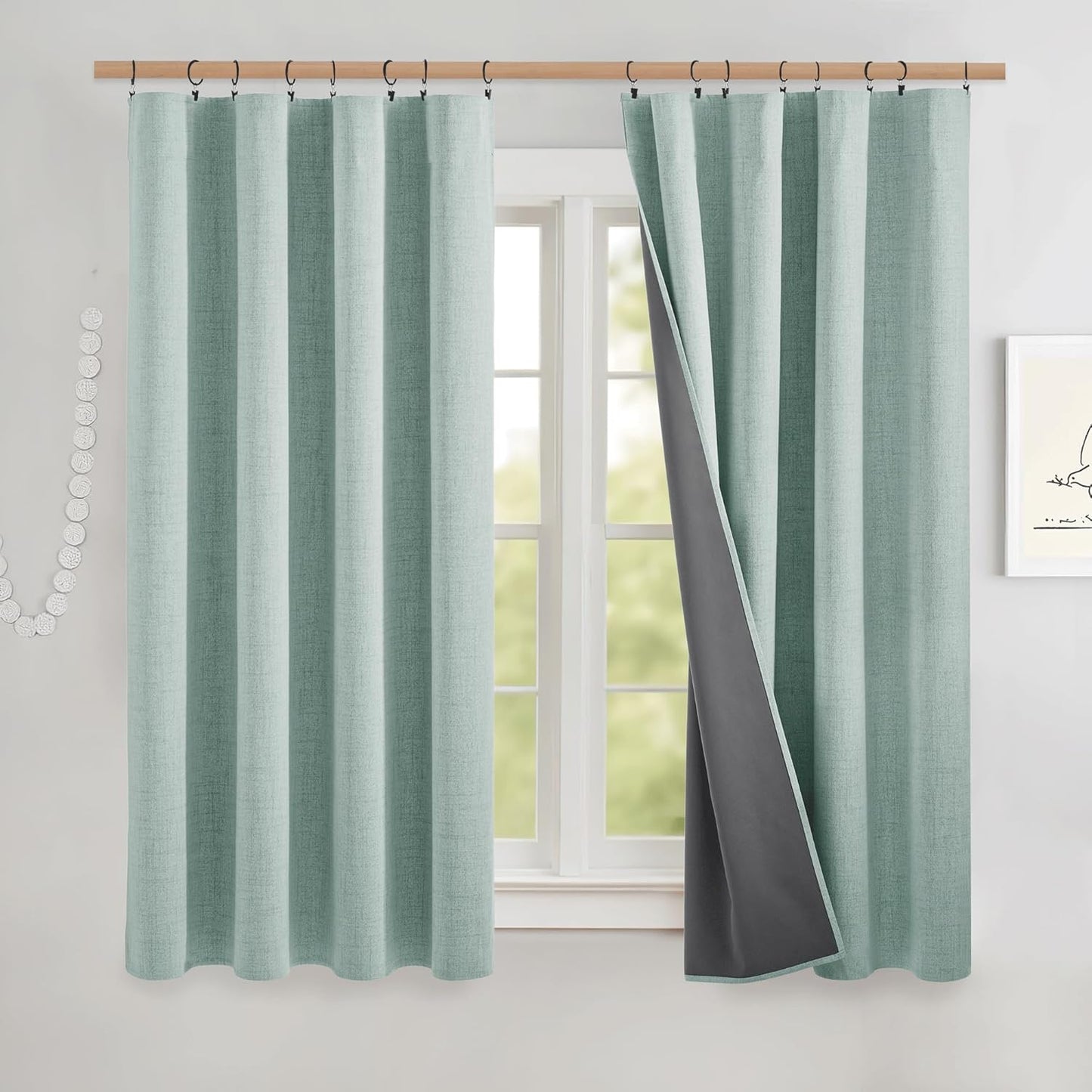 NICETOWN Seafoam Green Short Blackout Curtains for Home Decor