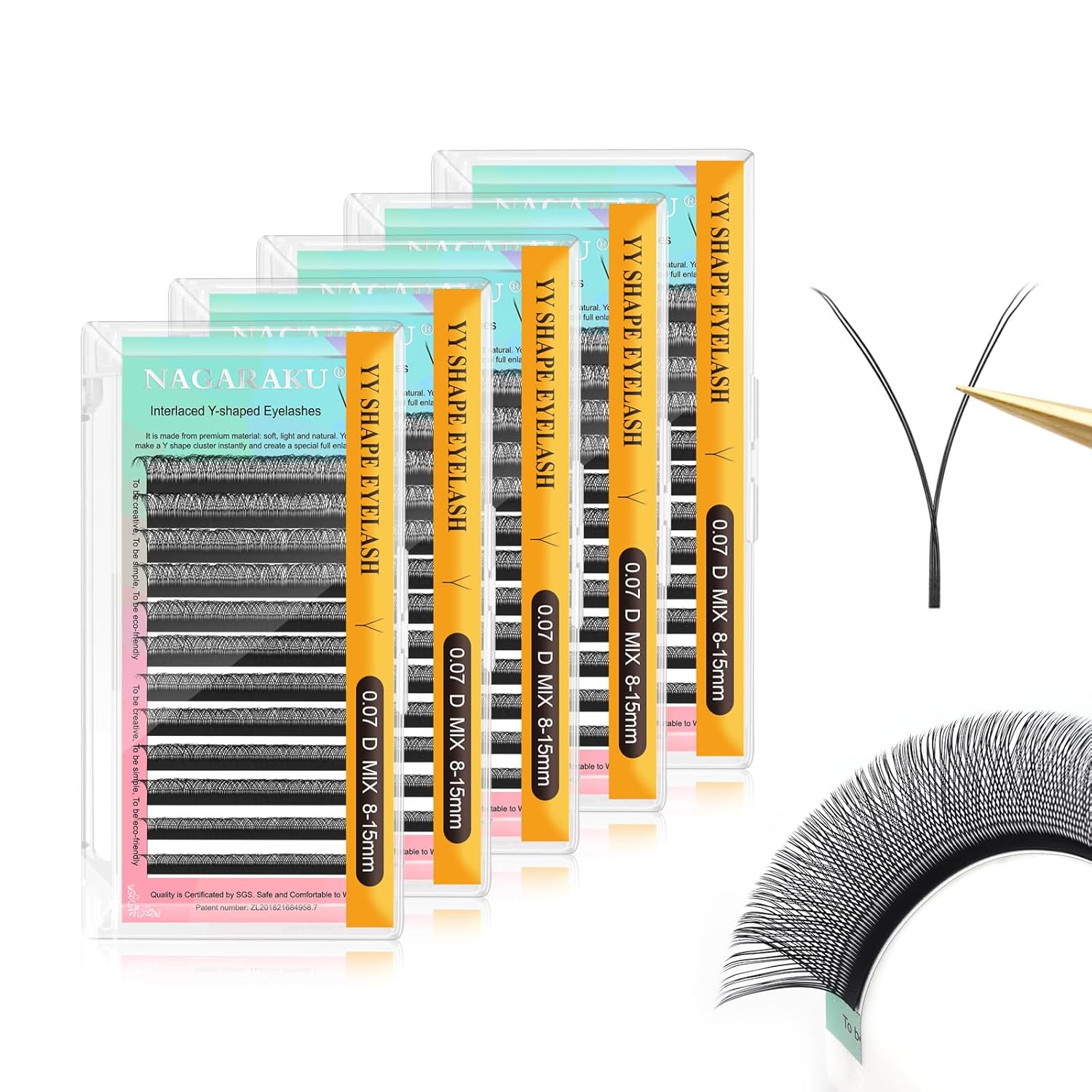 YY Eyelash Extensions by NAGARAKU - 5 Trays of 4D Clusters