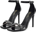 Womens Rhinestone Stiletto Sandals 4in Heel - Elegant Party Shoe