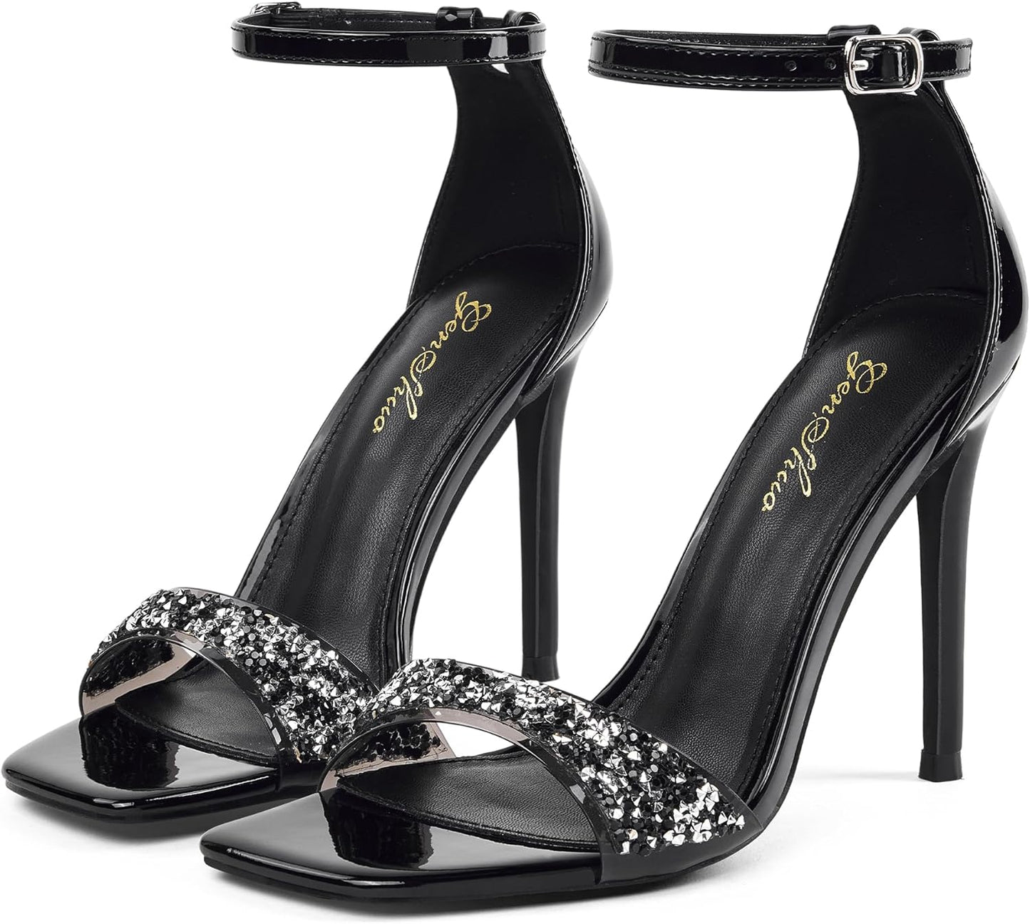 GENSHUO High Heeled Sandals for Women with Square Open Toe