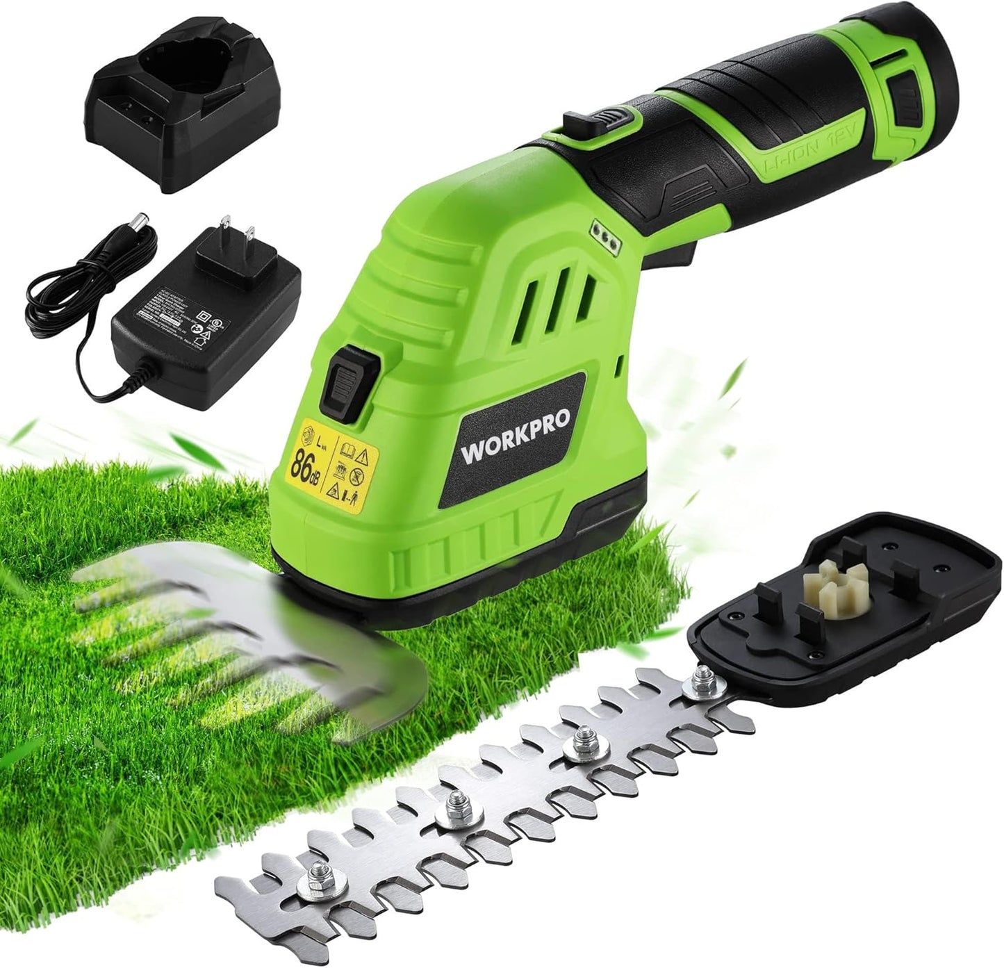 WORKPRO 12V Cordless Grass Shear & Shrub Trimmer for Gardens