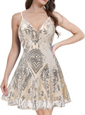 ODIZLI Women's Spaghetti Straps Sparkly Sequin A-Line Mini Dress
