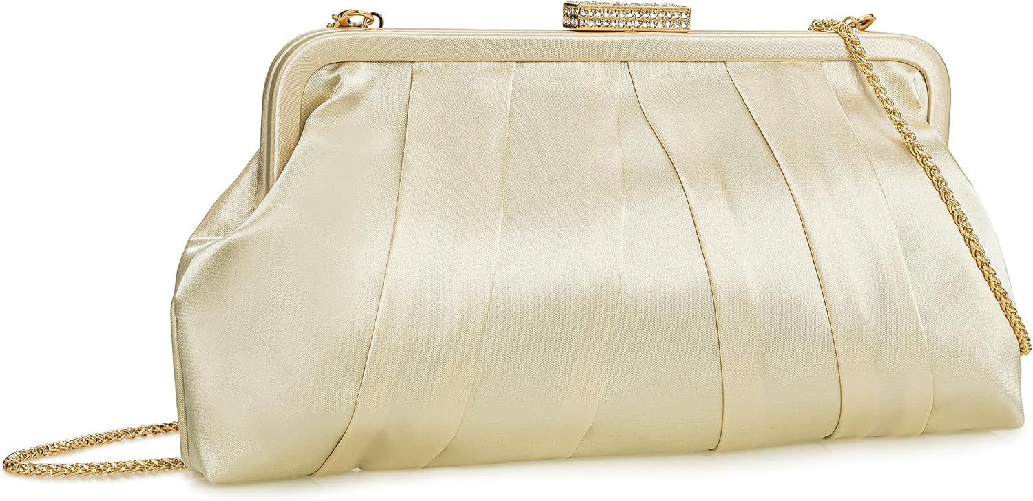 Classic Pleated Satin Clutch Bag for Weddings and Events