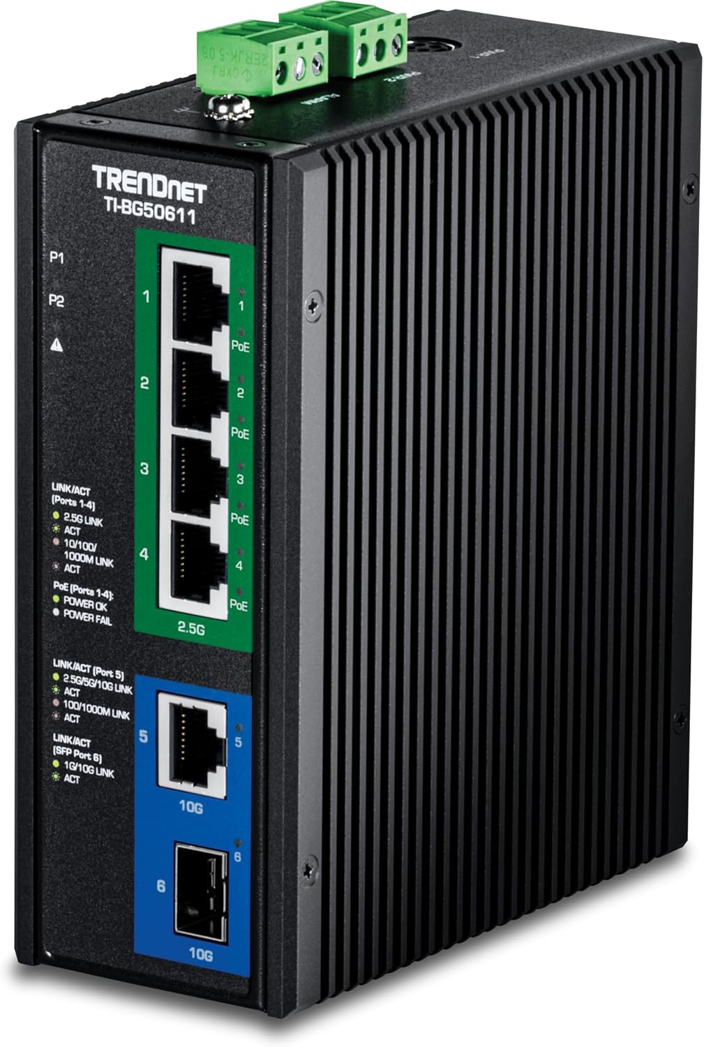 TRENDnet 6-Port Industrial 2.5G PoE++ Switch for Reliable Networking