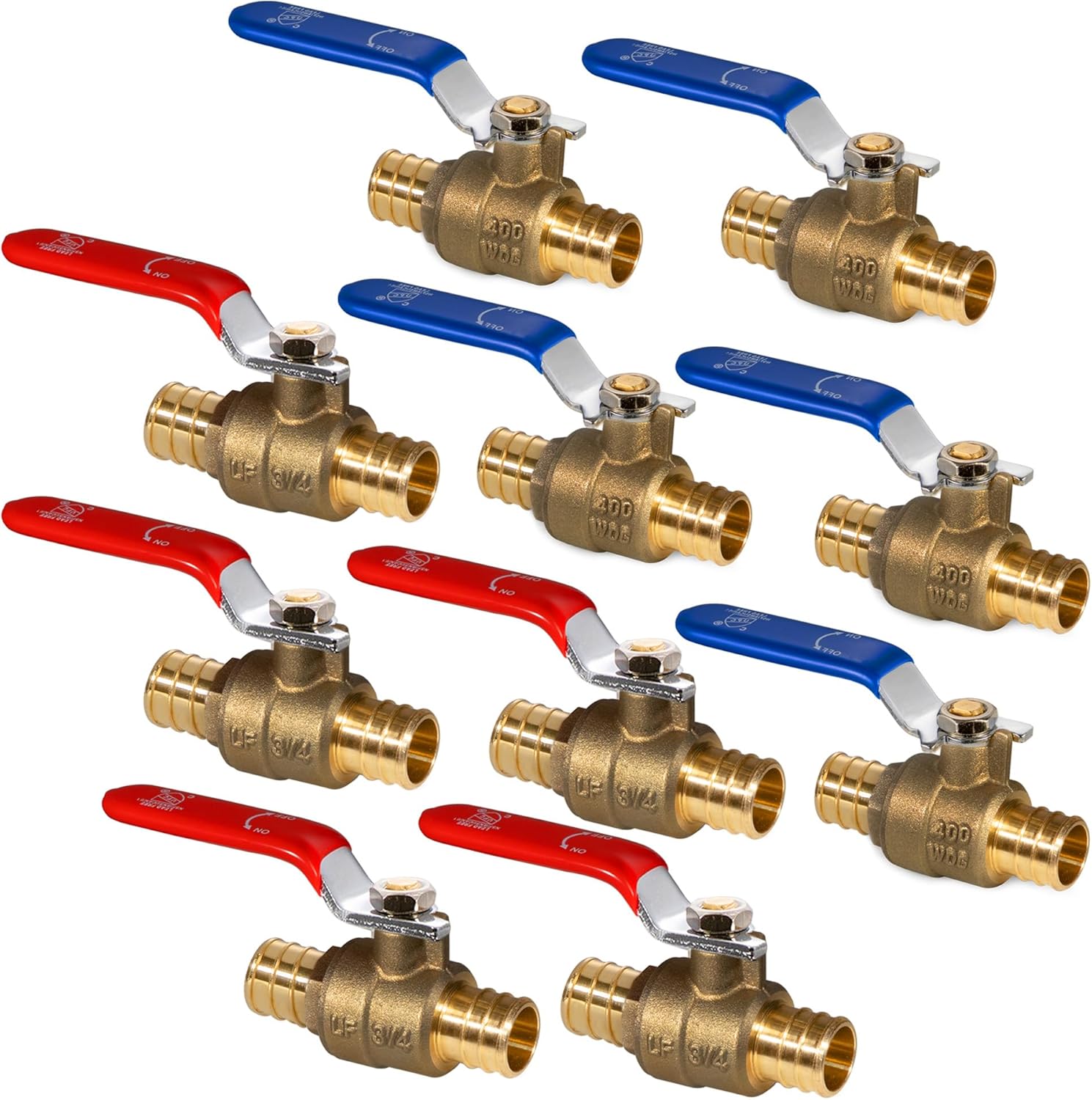 VANCOCO 3/4 PEX Ball Valve Set - Lead-Free Brass Shut Off Valves