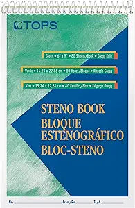 Tops Steno Books with Green Tint Paper - 12 Pack of 80 Sheets
