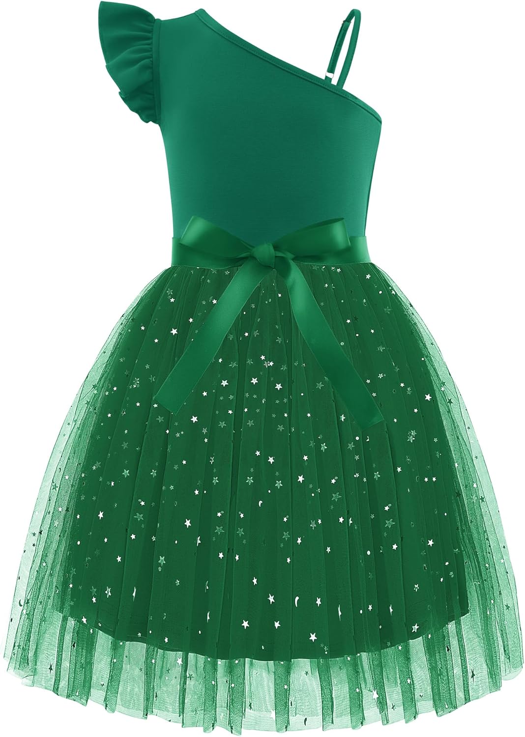 Arshiner Girls Dresses Summer One Shoulder Ruffle Tulle Dress