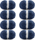 Chunky Yarn for Crocheting 8 Pack - Thick Chenille for Blankets Navy