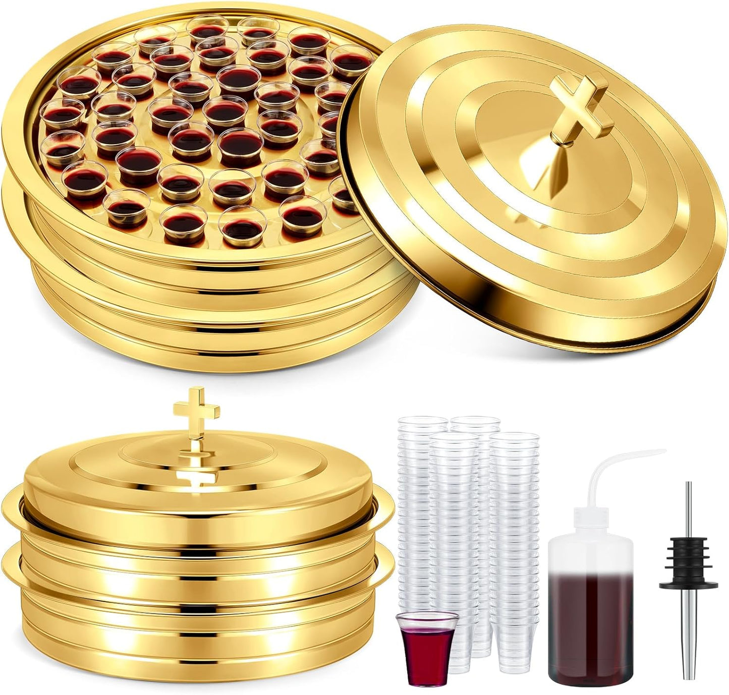 Zhehao Holy Communion Trays with Lid and 100 Disposable Cups