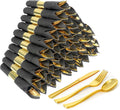 75 Pack Pre Rolled Gold Plasticware Set - Elegant Party Cutlery