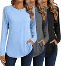 Ficerd Women's Long Sleeve Raglan Tunic Tops - Comfortable