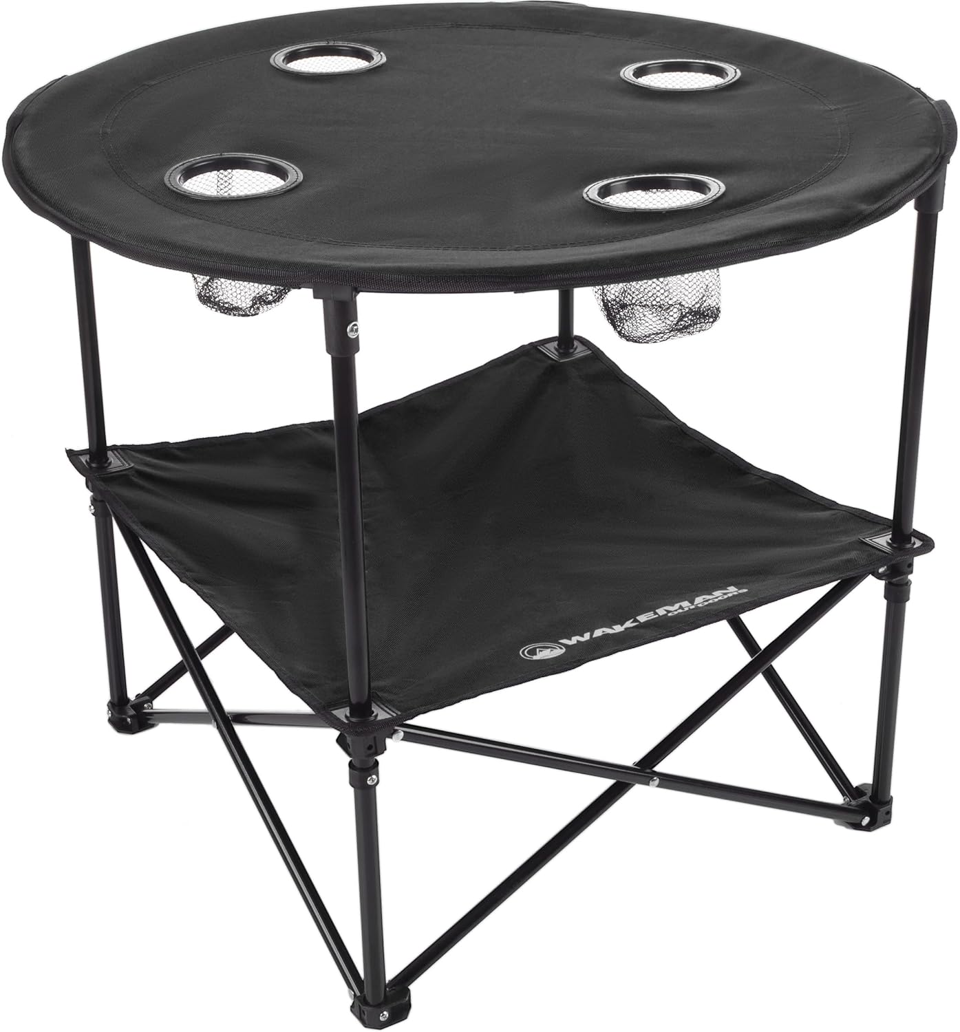 Wakeman Camping Table - 2-Tier Folding Table with Cupholders