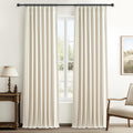 90 in Warm Cream Linen Blend Blackout Curtains - Room Darkening Panels