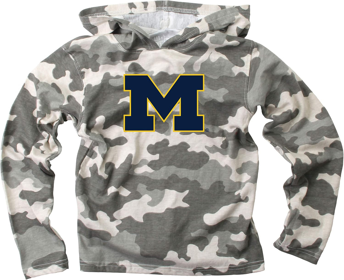 Wes and Willy Kids College Team Camo Long Sleeve Hooded T-Shirt