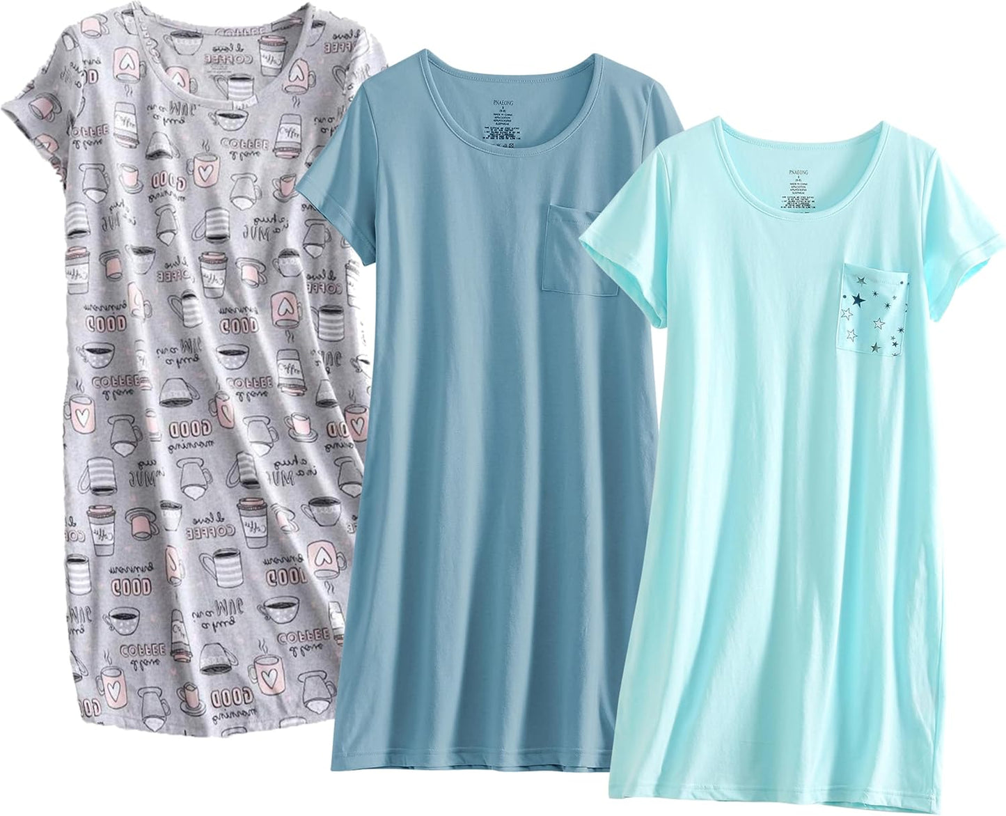 PNAEONG Women's Cotton Nightgown Sleepwear for Comfort and Style